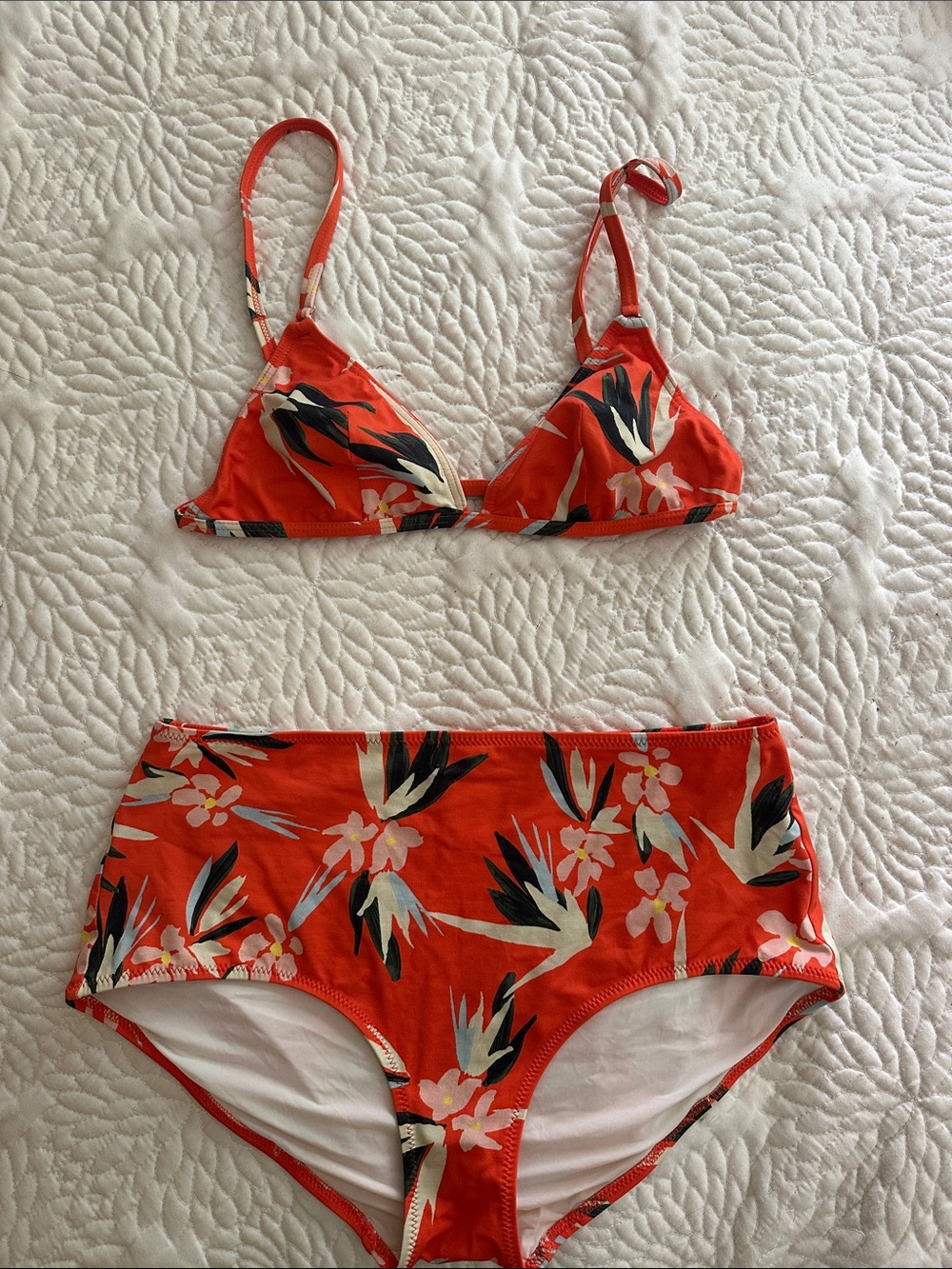 SOLID & STRIPED Orange Floral Two-Piece Bikini Set